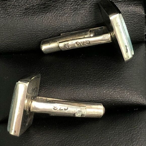 vintage sterling silver trojan greek soldier hematite trojan cuff links intaglio - Picture 2 of 10